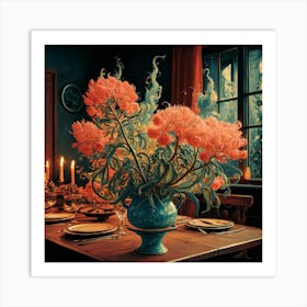 Table With Flowers Art Print