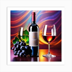 Wine And Grapes Art Print