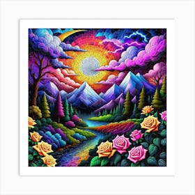 Sunset In The Mountains Art Print