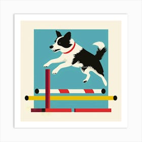 Dog Jumping Over Hurdles Art Print