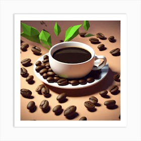 Coffee Cup With Coffee Beans 6 Art Print