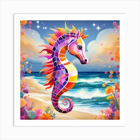 Seahorse, Mosaic art Art Print