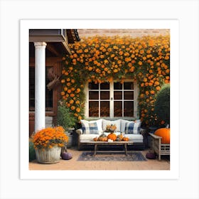 "Essence of Autumn" pumpkin palette Fall flowers Art Print