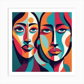 Two Women Portraits Art Print