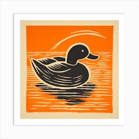 Retro Bird Lithograph Duck 1 Art Print