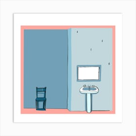 Blue Bathroom Art Print