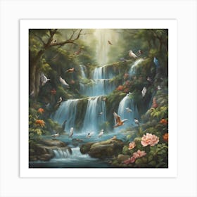 Waterfall In The Forest Art Print