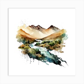 Watercolor Landscape Painting 6 Art Print