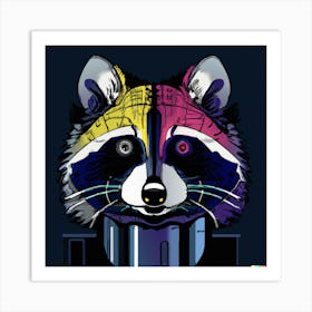 Popart Robot Raccoon 3 Art Print