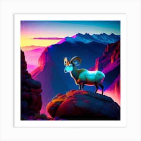 BIG HORN SHEEP ON A LEDGE Art Print