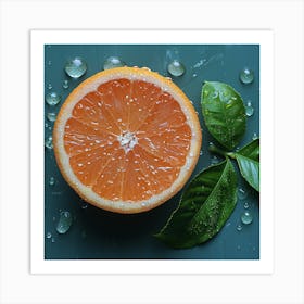 Water Drops On An Orange Art Print