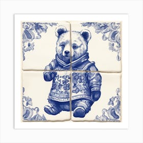 Winnie The Pooh Delft Tile Illustration 4 Art Print