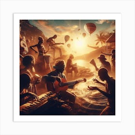 Group Of People Playing Music Art Print