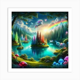 Unicorns In The Forest Art Print