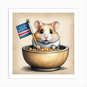 Hamster With American Flag Art Print