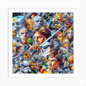 Star Wars, a cubist collage of Star Wars characters and scenes Art Print
