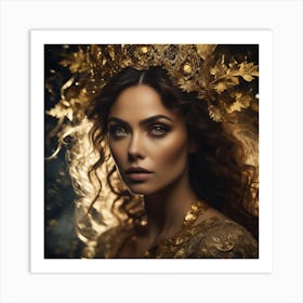 Beautiful Woman In A Golden Crown Art Print