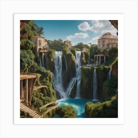 Surreal Waterfall Inspired By Dali And Escher 7 Art Print