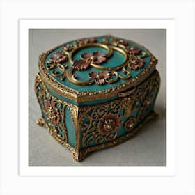 Blue And Gold Jewelry Box Art Print