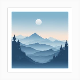 Misty mountains background in blue tone 5 Art Print