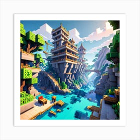 Minecraft City Art Print