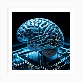 Futuristic Human Brain Interwoven With Circuitry And Geometric Grid Patterns Smart Robot Features I (4) Poster