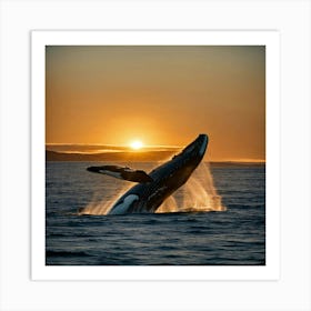 Humpback Whale At Sunset Art Print