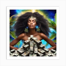 Afro-American Woman With Money Art Print