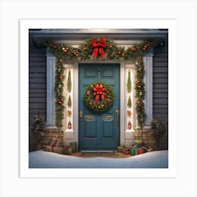 Christmas Decoration On Home Door Trending On Artstation Sharp Focus Studio Photo Intricate Deta (4) Art Print