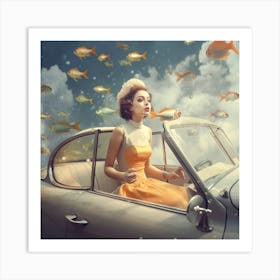 Fishes In The Car Art Print