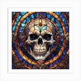 Stained Glass Skull Art Print