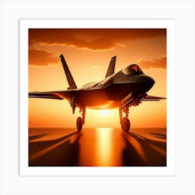 F-35Fighter Jet At Sunset Art Print