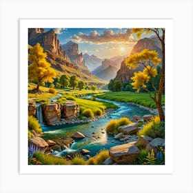 River In The Mountains Art Print