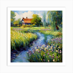Brushstroke Bliss: Monet's Riverside Retreat Art Print