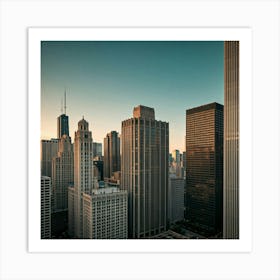 Chicago Skyline during sunset Art Print