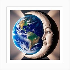 Earth And Moon Art Print