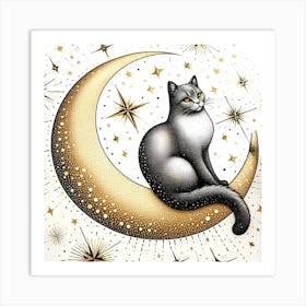 Cat On The Moon 8 Art Print