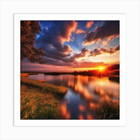 Sunset Over The Water 7 Art Print