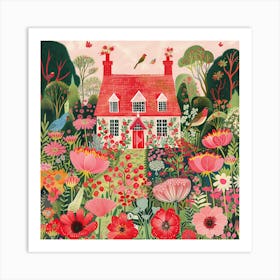 Cottage In The Garden 1 Art Print