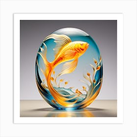 Glass Gold fish Art Print