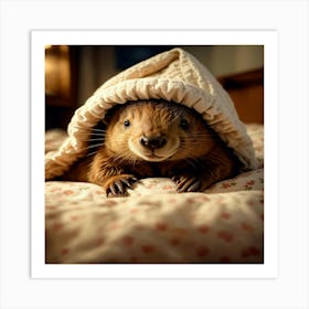 Beaver Under Blanket Art Print