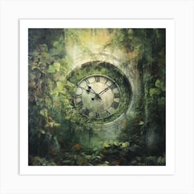 Clock In The Forest 1 Art Print