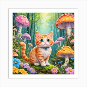 Cat In The Forest Art Print