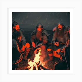 Vikings Around A Campfire 3 Art Print