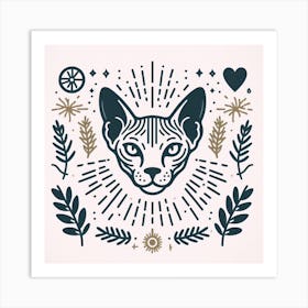 Scandinavian style, Sphynx cat 1 Art Print