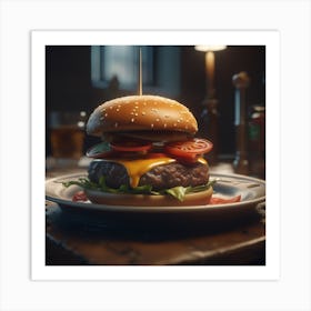 Hamburger On A Plate 134 Art Print