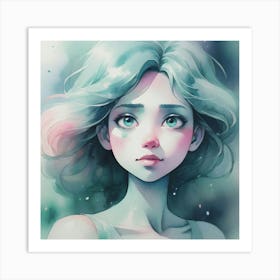 Girl With Blue Hair Art Print