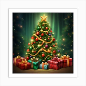 Christmas Tree With Gifts 2 Art Print