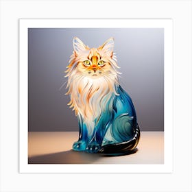Glass Maine Coon cat Art Print