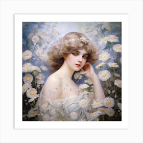 Girl In Daisies Art Print